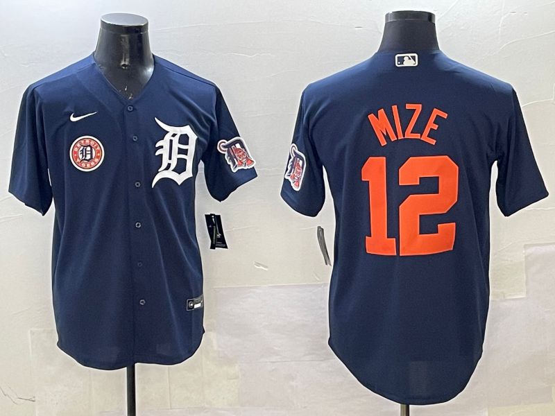 Men Detroit Tigers #12 Mize Drak Blue Game 2025 Nike MLB Jersey style 317